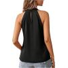imageFloerns Womens Lace Splice Collar Cap Sleeve Office Blouse TopsPlain Black