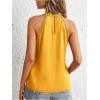 imageFloerns Womens Lace Splice Collar Cap Sleeve Office Blouse TopsSolid Yellow