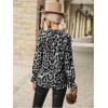 imageFloerns Womens Leopard Print Elegant Long Sleeve Frill Trim Mock Neck Blouse TopsGrey