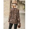 imageFloerns Womens Leopard Print Elegant Long Sleeve Frill Trim Mock Neck Blouse TopsKhaki