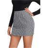 imageFloerns Womens Plaid High Waist Bodycon Mini SkirtBlack Houndstooth