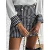 imageFloerns Womens Plaid High Waist Bodycon Mini SkirtBlack Ink Houndstooth