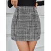 imageFloerns Womens Plaid High Waist Bodycon Mini SkirtBlack Tweed