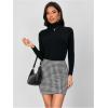 imageFloerns Womens Plaid High Waist Bodycon Mini SkirtBlack White Houndstooth