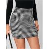 imageFloerns Womens Plaid High Waist Bodycon Mini SkirtBlack White Houndstooth