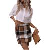 imageFloerns Womens Plaid High Waist Bodycon Mini SkirtBrown Black Multi