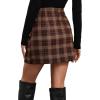 imageFloerns Womens Plaid High Waist Bodycon Mini SkirtBrown Tartan