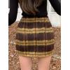 imageFloerns Womens Plaid High Waist Bodycon Mini SkirtBrown and Yellow