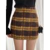 imageFloerns Womens Plaid High Waist Bodycon Mini SkirtBrown and Yellow