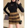 imageFloerns Womens Plaid High Waist Bodycon Mini SkirtBrown and Yellow