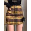 imageFloerns Womens Plaid High Waist Bodycon Mini SkirtBrown and Yellow