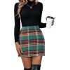 imageFloerns Womens Plaid High Waist Bodycon Mini SkirtDark Green