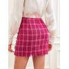 imageFloerns Womens Plaid High Waist Bodycon Mini SkirtHot Pink Tartan