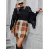 imageFloerns Womens Plaid High Waist Bodycon Mini SkirtOrange Multi