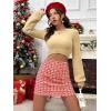 imageFloerns Womens Plaid High Waist Bodycon Mini SkirtRed Allover Print