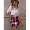 imageFloerns Womens Plaid High Waist Bodycon Mini SkirtRed Black Multi