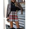 imageFloerns Womens Plaid High Waist Bodycon Mini SkirtRed White Multi