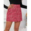 imageFloerns Womens Plaid High Waist Bodycon Mini SkirtWhite and Red