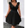 imageFloerns Womens Plus Size Wrap Front Sweetheart Neck Ruffle Cap Sleeve A Line DressBlack