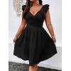 imageFloerns Womens Plus Size Wrap Front Sweetheart Neck Ruffle Cap Sleeve A Line DressBlack