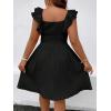 imageFloerns Womens Plus Size Wrap Front Sweetheart Neck Ruffle Cap Sleeve A Line DressBlack
