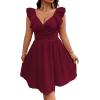imageFloerns Womens Plus Size Wrap Front Sweetheart Neck Ruffle Cap Sleeve A Line DressBurgundy