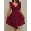 imageFloerns Womens Plus Size Wrap Front Sweetheart Neck Ruffle Cap Sleeve A Line DressBurgundy