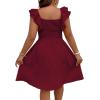 imageFloerns Womens Plus Size Wrap Front Sweetheart Neck Ruffle Cap Sleeve A Line DressBurgundy