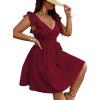 imageFloerns Womens Plus Size Wrap Front Sweetheart Neck Ruffle Cap Sleeve A Line DressBurgundy