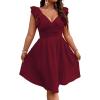 imageFloerns Womens Plus Size Wrap Front Sweetheart Neck Ruffle Cap Sleeve A Line DressBurgundy