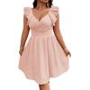 imageFloerns Womens Plus Size Wrap Front Sweetheart Neck Ruffle Cap Sleeve A Line DressLight Pink