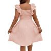 imageFloerns Womens Plus Size Wrap Front Sweetheart Neck Ruffle Cap Sleeve A Line DressLight Pink