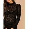 imageFloerns Womens See Through Mock Neck Long Sleeve Party Bodycon Mini DressBlack