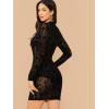 imageFloerns Womens See Through Mock Neck Long Sleeve Party Bodycon Mini DressBlack