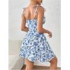 imageFloerns Womens Summer Floral Cherry Print A Line Short Cami DressBlue and White