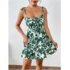 imageFloerns Womens Summer Floral Cherry Print A Line Short Cami DressGreen and White