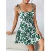imageFloerns Womens Summer Floral Cherry Print A Line Short Cami DressGreen and White