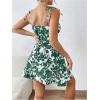 imageFloerns Womens Summer Floral Cherry Print A Line Short Cami DressGreen and White