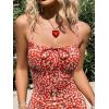 imageFloerns Womens Summer Floral Cherry Print A Line Short Cami DressHot Red