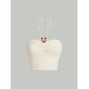 imageFloerns Womens Tie Backless Sleeveless Ruched Knitted Halter Crop TopBeige