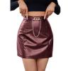 imageFloerns Womens Faux Leather Bodycon Split Mini SkirtMaroon