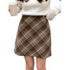 imageFloerns Womens Plaid High Waist Bodycon Mini SkirtBrown Khaki Multi
