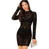 imageFloerns Womens See Through Mock Neck Long Sleeve Party Bodycon Mini DressBlack