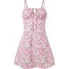 imageFloerns Womens Summer Floral Cherry Print A Line Short Cami DressLight Pink Floral