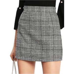 imageFloerns Womens Plaid High Waist Bodycon Mini SkirtA Grey