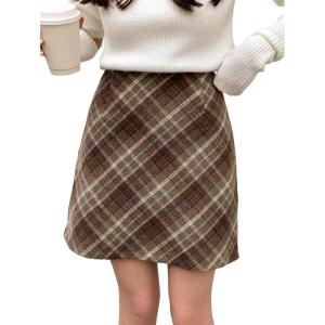 imageFloerns Womens Plaid High Waist Bodycon Mini SkirtBrown Khaki Multi