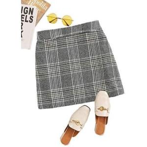 imageFloerns Womens Plaid High Waist Bodycon Mini SkirtGrey Plaid