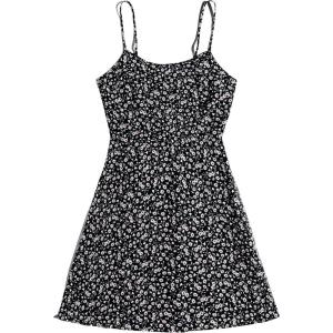 imageFloerns Womens Summer Floral Cherry Print A Line Short Cami DressBlack Multi
