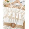imageFloerns Girls Cold Shoulder Ruffle Trim Short Sleeve Belted A Line Midi DressApricot