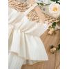 imageFloerns Girls Cold Shoulder Ruffle Trim Short Sleeve Belted A Line Midi DressApricot